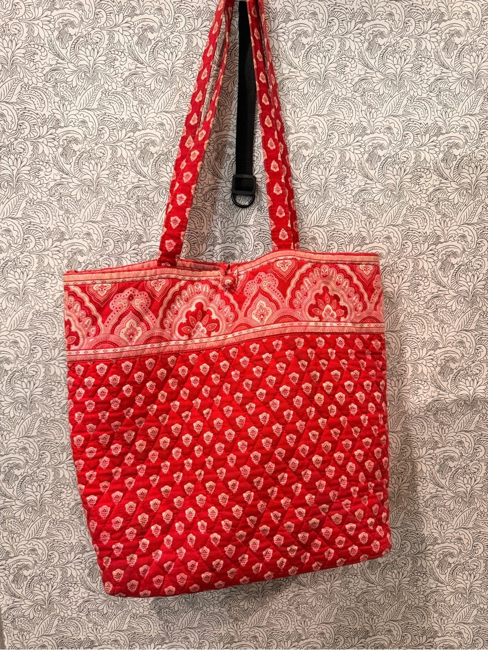 Vera Bradley Red Quilted Tote with Paisley Trim - Picture 6 of 6